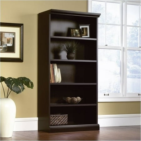 - Bowery Hill Library 5 Shelf Bookcase in Estate Black