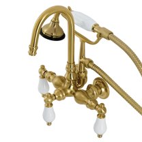 Kingston Brass AE11T7 Aqua Vintage Wall Mount Clawfoot Tub Faucet, Brushed Brass