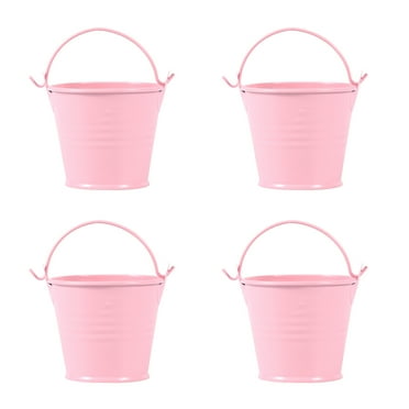4 Pcs Mini Bucket Miniature Plants Small Galvanized Pail Easter Candy Basket Child Pink Iron