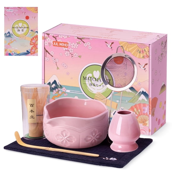 Juego de batidores Matcha JUL WIND, cuenco de cerámica, 6 unidades, color rosa