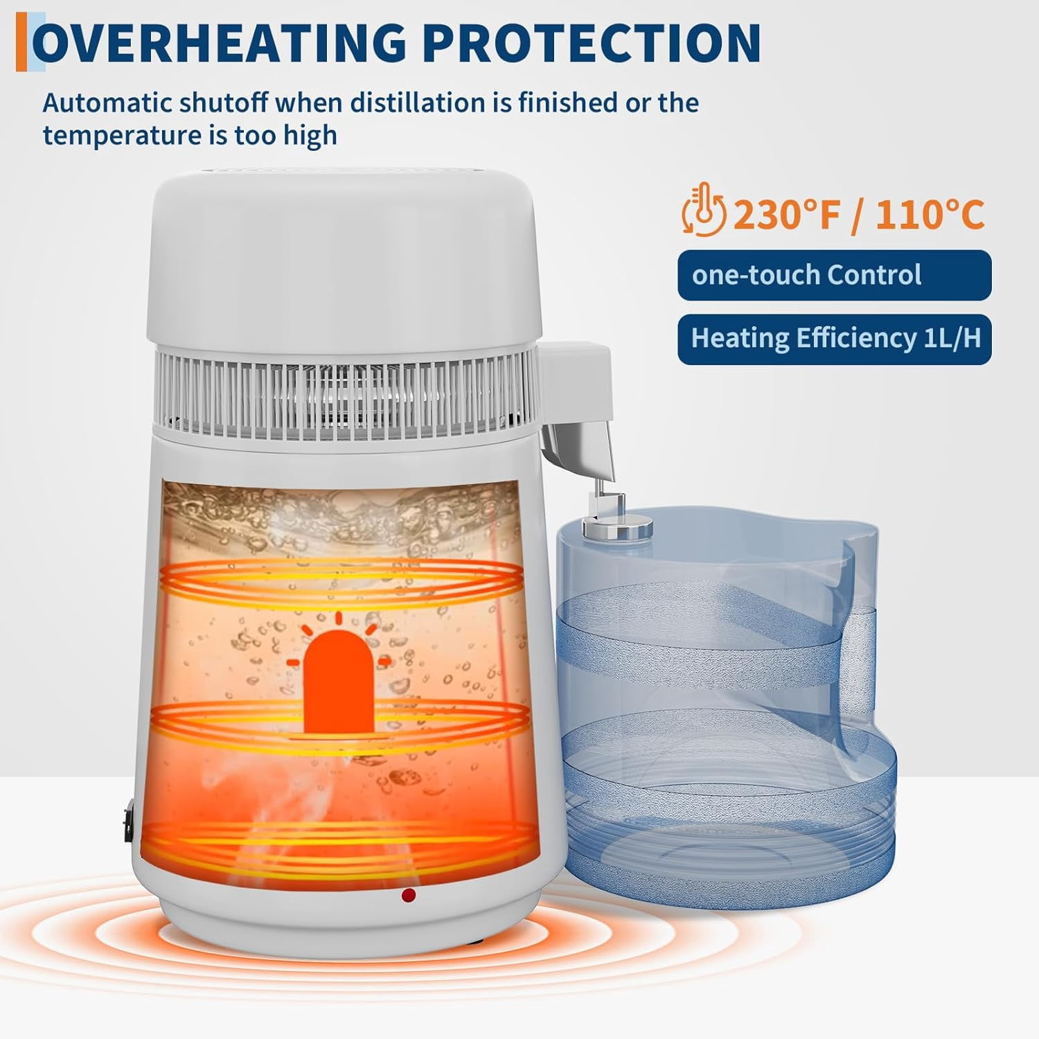 LIZHOUMIL Countertop Water Distiller 4L/6L, 750W-900W Stainless Steel, Plastic/Glass Jug