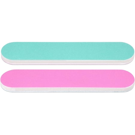 25PCS Mini Size PANA Professional Double Sided Nail Files - Pink&Teal, 180/240 Grit - Emery Board Nail Buffering File Manicure Pedicure Nail Polisher Washable