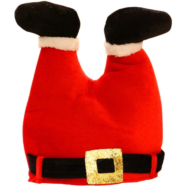 Sombrero de Navidad para adultos, sombrero de pierna de pantalón rojo divertido, sombrero de payaso de Navidad para niños y adultos, decoración de fiesta de Navidad Ormromra HMFJ116-2