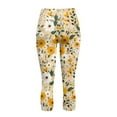 thumbnail image 5 of SCRAWLGOD Daisy Flower Beige Capri Leggings for Women Slim High Waisted Capri Yoga Leggings with Pockets for Women Lightweight Casual Tummy Control Yoga Pants, XXL, 5 of 7