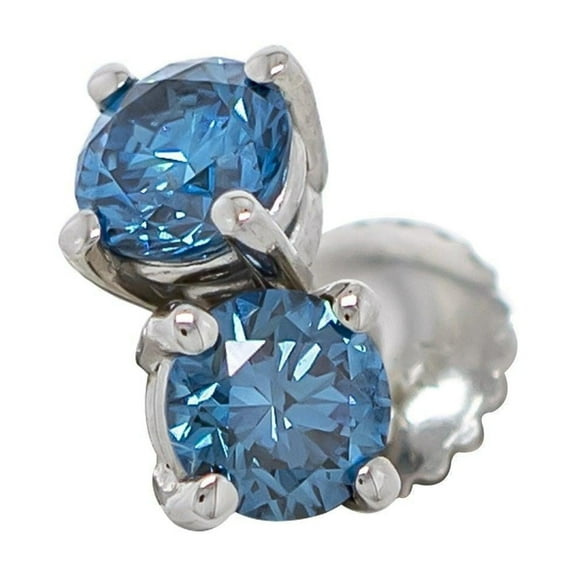 New World Diamonds 1.50 Carat Blue IGI Certified Lab Grown Diamond Stud Earrings 14k Gold