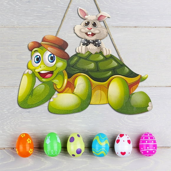 Modern decor accents! Easter Wooden Hanging Sign Wooden Wall Stickers Bunny Tortoise Eggs Outdoor Fence Decoration Indoor Scene