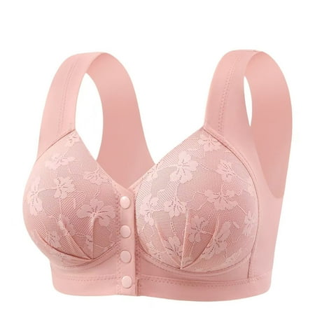 Sentmoon Nursing Bras for Breastfeeding No Underwire Seamless Bras for Women Comfortable Front Closure with Button Lift Sleep Sports Bra Ladies Stylish for Dating Outfits Pink XL
