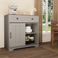 thumbnail image 4 of LAFGUR Buffet Sideboard Cabinet,Wood Kitchen Storage Cabinet with Adjustable Shelves,Modern Farmhouse Coffee Bar Cabinet for Kitchen, Dining Room, Gray, 4 of 9