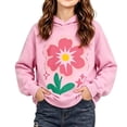 thumbnail image 3 of Wilak Girls Flower Print Hoodies Sweatshirts Size 2-8, Pullover Long Sleeve Casual Cute Kids Fall Tops Pink, 3 of 7