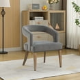 thumbnail image 4 of 25.79" Wide Modern Barrel Open Back Upholstered Accent Chair with Weathered Solid Wood Legs Dining Chairs for Dining Room, Club, Kitchen and Living Room. Gray Velvet, 4 of 10