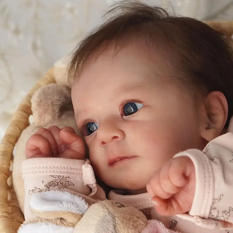 16 Inch Lifelike Reborn Baby Doll l, Soft Cloth Body , Realistic Skin Details, Hand-Painted Features, Kids Toy Age 3+