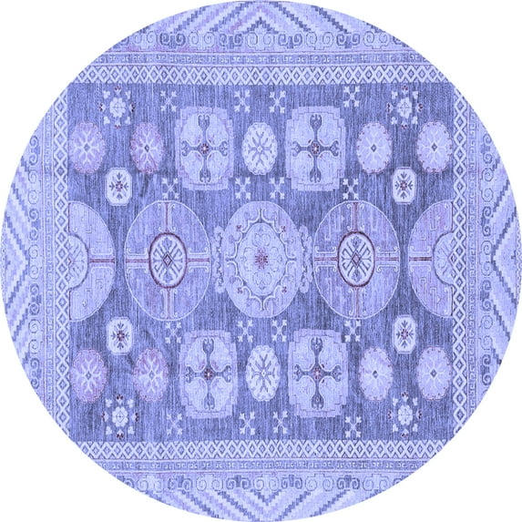 Ahgly Company Indoor Round Oriental Blue Traditional Area Rugs, 3' Round