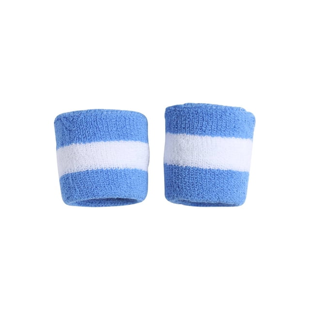 2 Paires (4 Pcs) Bracelets en Tissu Éponge 100 %, Rayé Ciel