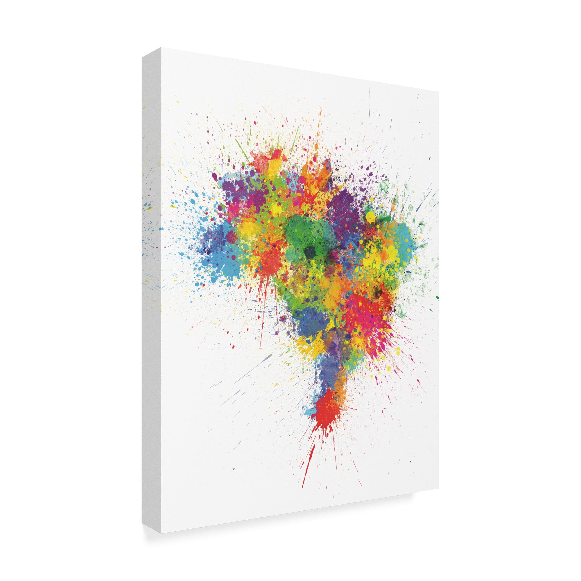 Trademark Fine Art 'Brazil Paint Splashes Map' Canvas Art by Michael Tompsett