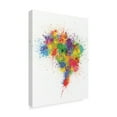 thumbnail image 2 of Trademark Fine Art 'Brazil Paint Splashes Map' Canvas Art by Michael Tompsett, 2 of 4