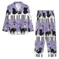 thumbnail image 3 of Kuiaobaty Cute Cat Print Pajamas for Women Music Note Set Long Pants Sleepwear Sets Soft Comfy Night Wear V-Neck Loungewear Cute Pajama House Wear, S, 3 of 7
