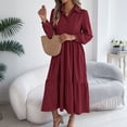 thumbnail image 6 of Spring Dresses for Women 2026 Trendy Long Sleeve Button Down Collared Ruffle Hem A Line Flowy Long Dress, 6 of 8