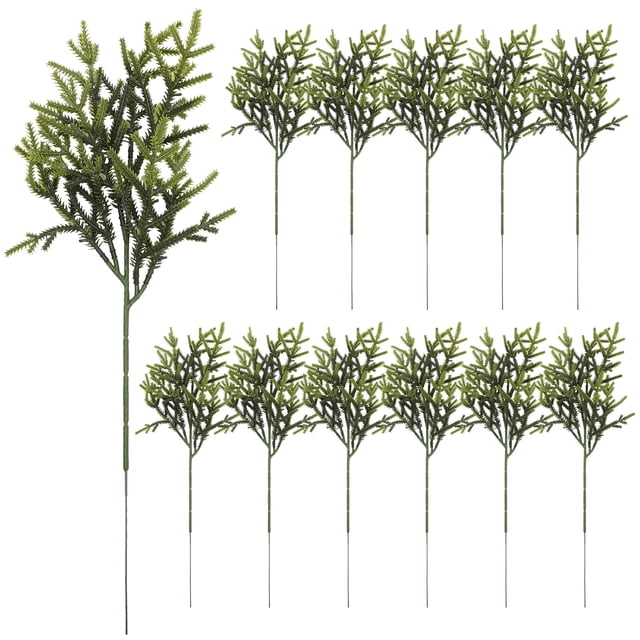 12Pcs Artificial Pine Needles Branches Fake Greenery Pine Picks Christmas Craft Embellishing
