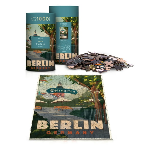 Berlin Pink Sky Puzzle 1000 Piece Cylinder Tube Gift Jigsaw Puzzle