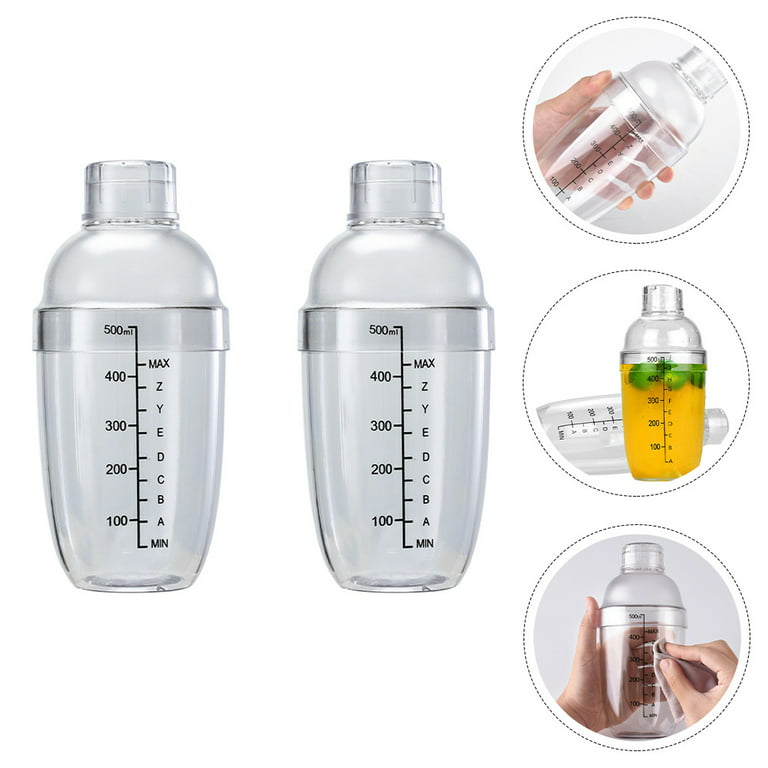 Homemaxs 2pcs Plastic Cocktail Drink Hand Shaker with Scale Bar Wine Tool  Drink Mixer