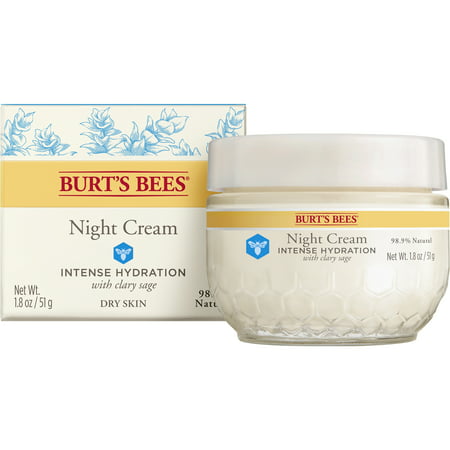 Burt's Bees Intense Hydration Night Cream, Moisturizing Night Lotion, 1.8 (Best Moisturizing Cream For Dry Face)