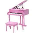 thumbnail image 3 of Classical Kids Piano 30 Keys Wood Toy Mini Grand Piano with Bench Pink, 3 of 6