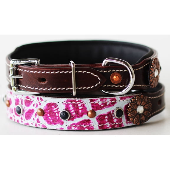 Bling Rhinestone Dog Puppy Collar Crystal Western Cow Leather  6018