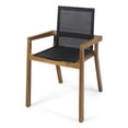 thumbnail image 6 of BELFAST Set of 2 Outdoor Dining Chairs - Acacia Wood Teak Finish with Black Mesh Seating, Weather-Resistant, Comfortable Armrests, 21.5"W x 24.25"D x 33.5"H, 6 of 13