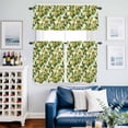 thumbnail image 2 of Yellow Floral Kitchen Curtains Valances and Tiers Set of 3 Flower Green Leaves Tier Curtains and Valance with Rod Pocket for Small Windows, 27.5"x36", 2 of 9