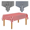 thumbnail image 2 of 54 X 108-Inch Tablecloth Party Decoration Tablecloth Plastic Striped Tablecloth Red Black Blue Family Dinner Picnic Barbecue Black Stripe 137*274CM, 2 of 3