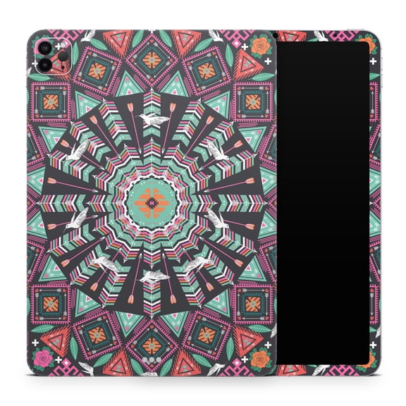 DesignSkinz Mirrored Coral and Colored Vector Aztec Pattern Full-Body Skin Decal Wrap Cover for iPad (A1219/A1337)
