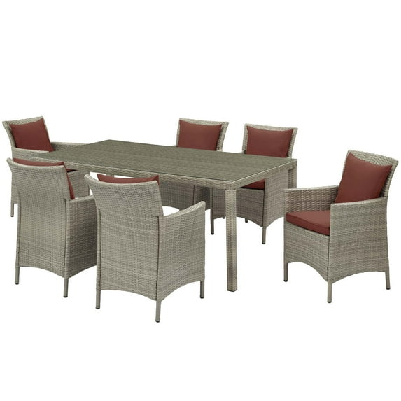 Side Dining Chair and Table Set, Rattan, Wicker, Dark Red Brown, Modern Contemporary Urban Design, Outdoor Patio Balcony Cafe Bistro Garden Furniture Hotel Hospitality