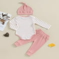 thumbnail image 4 of Baby Clothes Set  Romper with Long Sleeve Striped Pants and Hat, 4 of 9