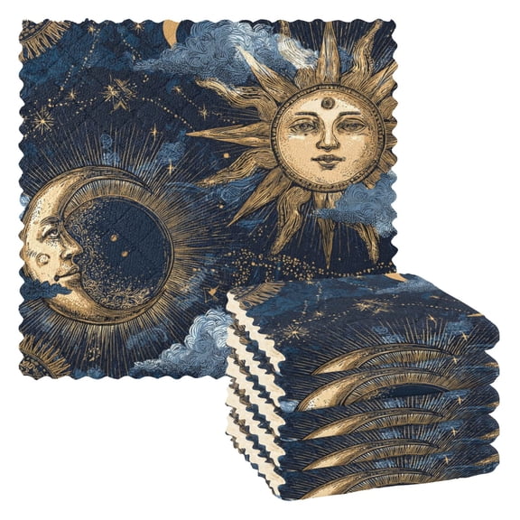 6 Pieces of Kitchen Towels 11x11Inch Kitchen Dish Cloths Kitchen Dish Towels Reuseable Cleaning Cloths Golden Sun