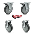 thumbnail image 2 of 6 Inch Thermoplastic Rubber Swivel Top Plate Caster Set with 2 Brakes 2 Rigid, 2 of 2