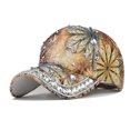 thumbnail image 2 of KALE Baseball Cap Floral Glitter Drill Street Solid Color Brown, 2 of 4