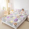 thumbnail image 3 of Castle Fairy Mid Century Floating Square Queen Sheets 4 Pieces,Abstract Hollow Frame Queen Sheet Sets,Lavender Pink Gray,1 Flat Sheet, 1 Fitted Sheet and 2 Pillowcases, 3 of 7