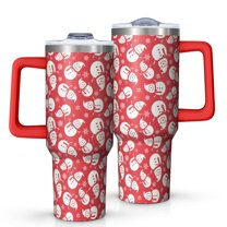 Red Christmas Snowman Pattern Tumbler with Handle and Lid,40oz Double Wall Vacuum Insulated Tumbler,Cups Gift for Women and Men
