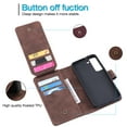 thumbnail image 2 of Allytech Luxury Wallet Case for Samsung Galaxy S23 Plus with Wrist Strap, [9 Card Slots] [1 Cash Pocket] Premium PU Leather + Soft TPU Shockproof Magnetic Clasp Kickstand Protective Case, Brown, 2 of 16
