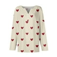 thumbnail image 3 of Resicozy Women Valentines Shirts Henley Neck Long Sleeve Casual Heart Printed Fashion T Shirt 2026 Beige 2XL, 3 of 4
