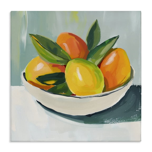 Stupell Industries Bowl of Citrus Fruit Food & Beverage Painting Wrapped Canvas Canvas Art Print Wall Art, 17 x 17