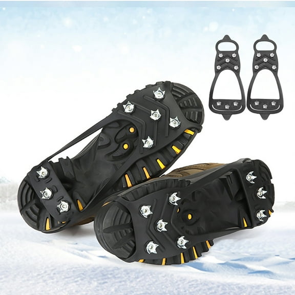 Cheers.US 2Pcs Non-slip 8-tooth Ice Cleats Ice Grips Traction Cleats Grippers Non-Slip Over Shoe/Boot Rubber Spikes Crampons Silicone Shoes Cover Outdoor Equipment