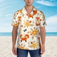 thumbnail image 4 of Lsque Flower Fox pattern Hawaiian Shirt for Men, Unisex Summer Beach Casual Short Sleeve Button Down Shirts-XX-Large, 4 of 9