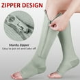 thumbnail image 5 of Ailaka Zipper Compression Socks, 15-20 mmHg Knee High Open Toe Compression Socks for Men Women, Grey,1 Pair, 5 of 8