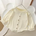 thumbnail image 2 of Girls Cardigan Ribbed Long Sleeve Button Up Beige Stretchy Soft Everyday School Wear for Kids to Big Kids,Size 2-3 T, 2 of 4