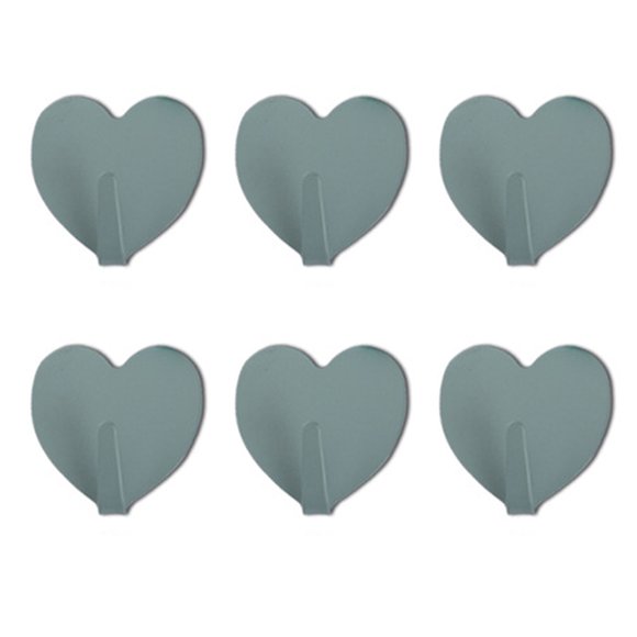 VONKY 6pcs Heart Shaped Wall Hook Clothes Rope Towel Adhesive Stainless Steel Wall Hanger Holder, Blue