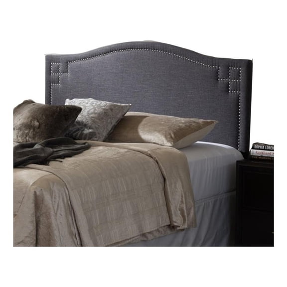 Bowery Hill Contemporary Fabric Upholstered King Headboard w/ Wood Frame in Gray