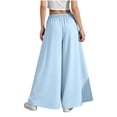 thumbnail image 5 of Lenpel Girls' Palazzo Pants Kids Ice Silk Elastic High Waisted Pull on Wide Leg Pants Baggy Casual Trousers, 5 of 5