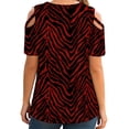 thumbnail image 5 of Women's Cold Shoulder Shirts Plus Size Zebra Striped Tee Criss Cross Cut Out Short Sleeve Top for Going Out Wear, 5 of 9