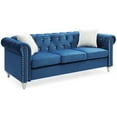 thumbnail image 2 of City Chic Sofa - Modern Velvet Living Room Couch, Navy Blue, 2 of 9